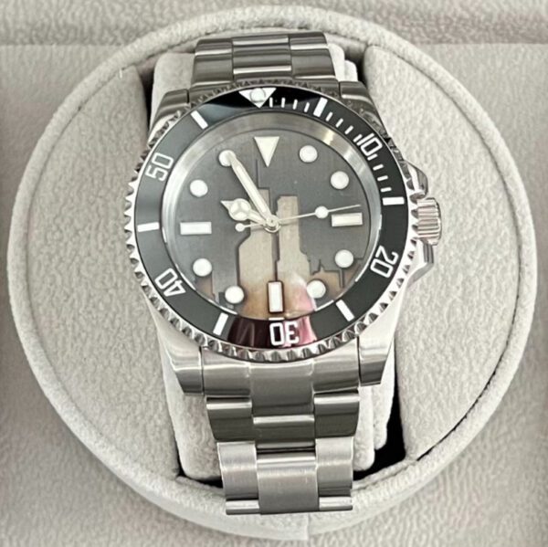 Front view of the Stainless Steel watch in a white case